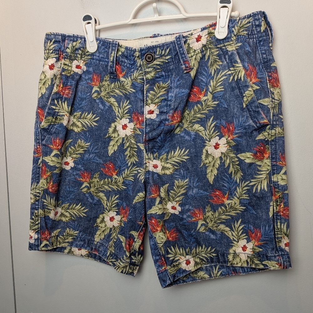 ABERCROMBIE & FITCH Men Hawaïen Short 100% Cotton Size 32 4 Pockets